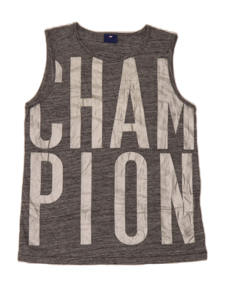 CHAMPION Womens Graphic Vest Top UK 16 Large Grey Cotton Vintage Champion and Second-Hand Champion from Messina Hembry 