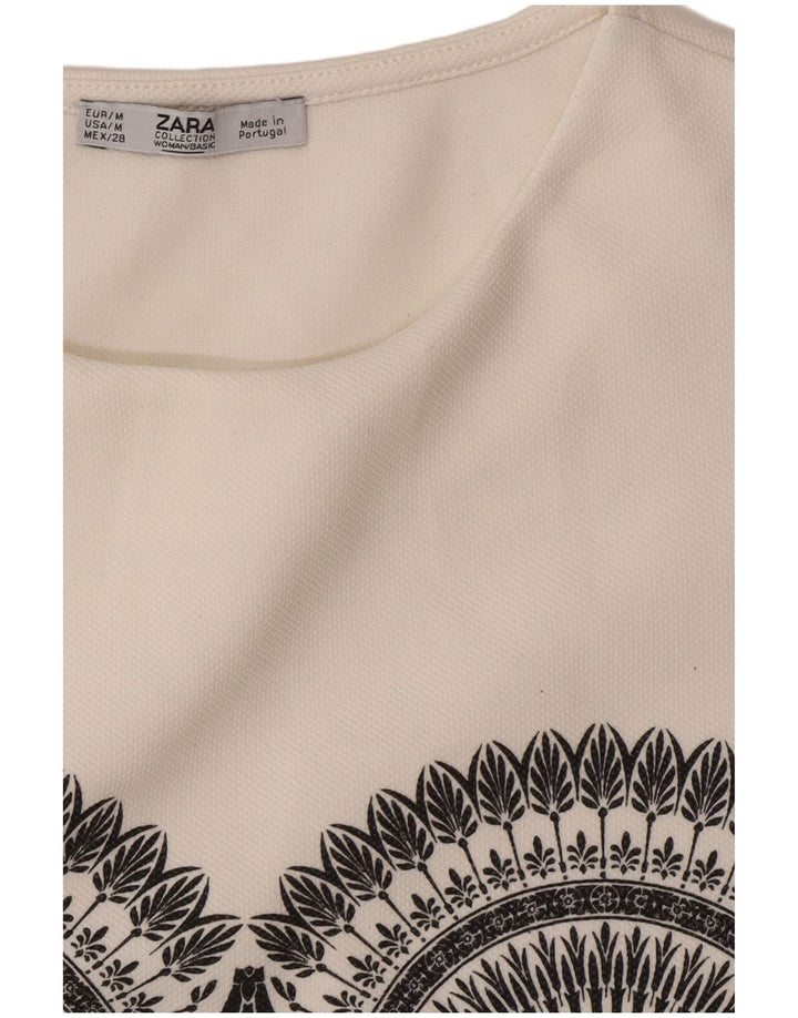 Женское платье прямого кроя без рукавов Zara UK 12, средний белый с геометрическим узором