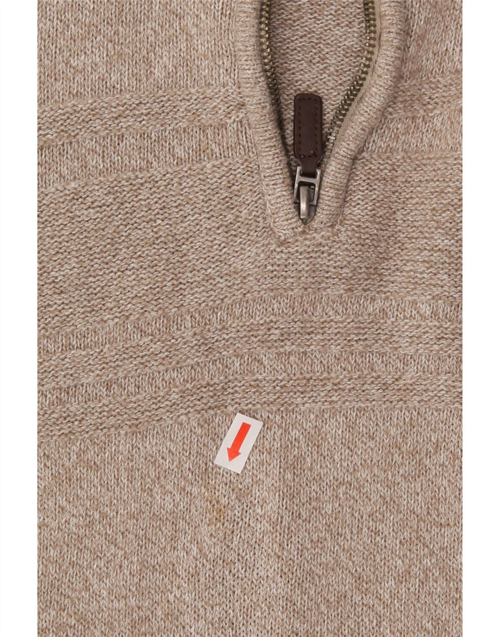 DOCKERS Mens Zip Neck Jumper Sweater 2XL Beige Cotton Vintage Dockers and Second-Hand Dockers from Messina Hembry 