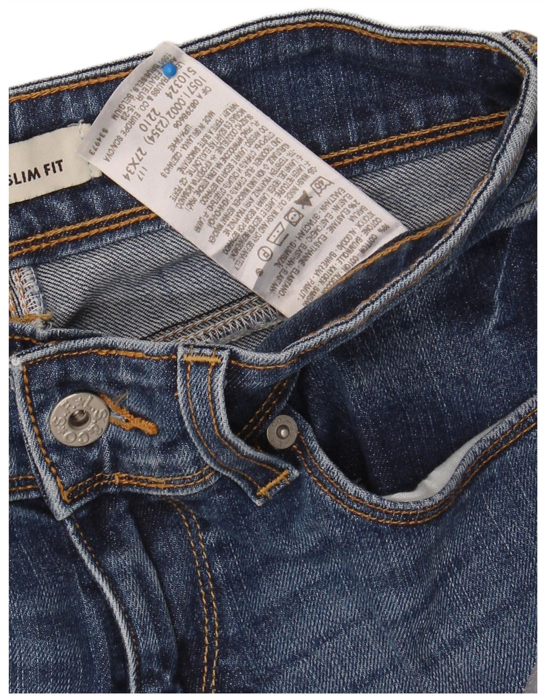 LEVI'S Womens 571 Slim Jeans W27 L34 Blue Cotton