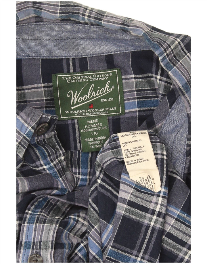 Woolrich Мужская рубашка обычного кроя с короткими рукавами, большая синяя клетчатая хлопковая рубашка