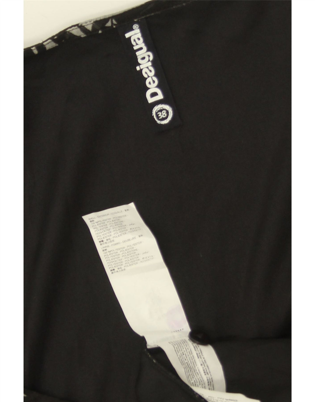 DESIGUAL Женское платье без рукавов с запахом EU 38, средний черный цветочный полиэстер