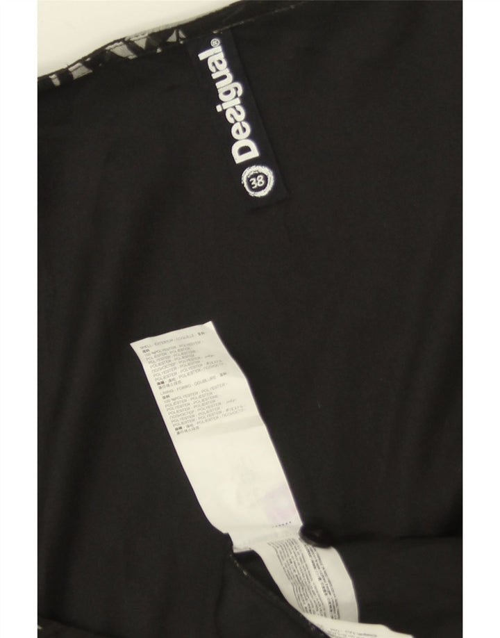 DESIGUAL Женское платье без рукавов с запахом EU 38, средний черный цветочный полиэстер