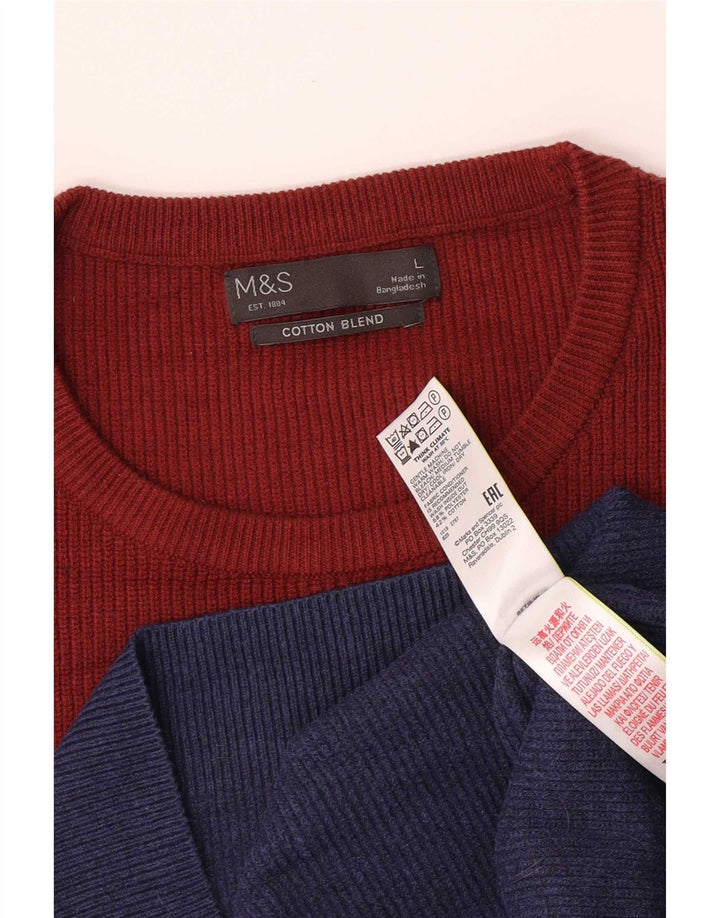 Мужской джемпер с круглым вырезом Marks & Spencer, большой синий с цветными блоками