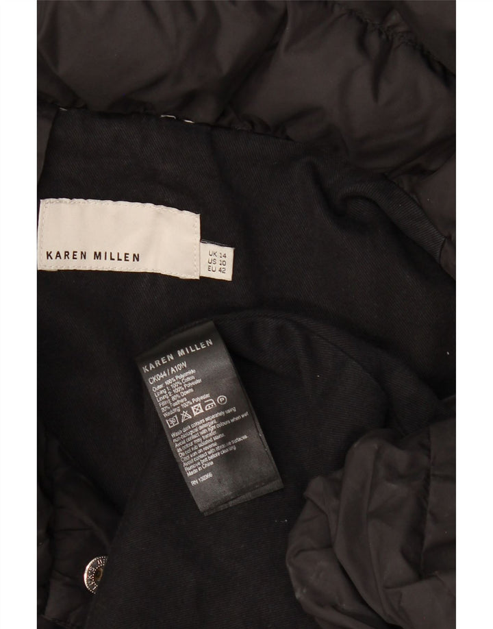 Женское стеганое пальто Karen Millen UK 14, большой черный полиамид