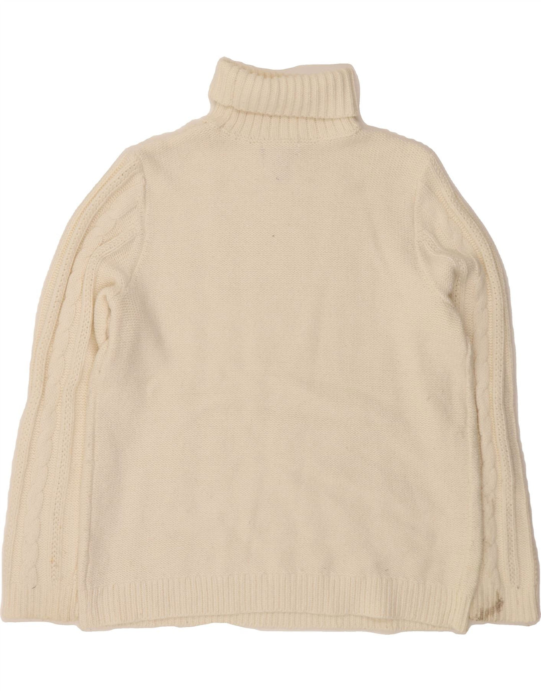 LANDS END Womens Roll Neck Jumper Sweater UK 16 Large White Cotton Vintage Lands End and Second-Hand Lands End from Messina Hembry 