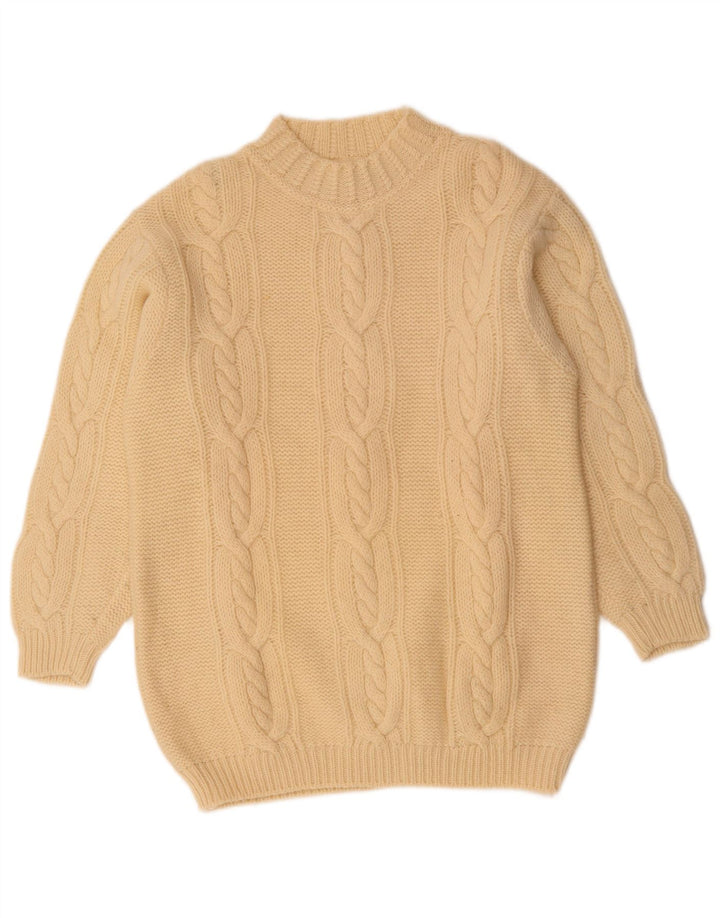 Женский джемпер с высоким воротником Benetton UK 14, большой размер, белая шерсть