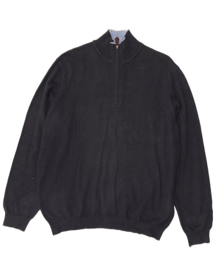 Мужской свитер Massimo Dutti с воротником на молнии EU 38, средний темно-синий, хлопок