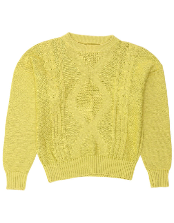 Vintage Womens Boat Neck Jumper Sweater UK 14 Large Yellow Cotton