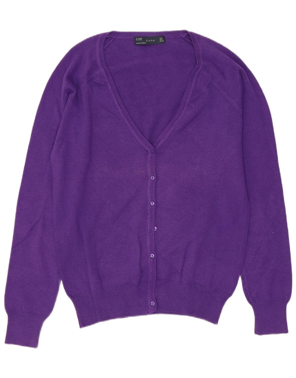 Женский кардиган Zara UK 14, большой фиолетовый хлопковый свитер