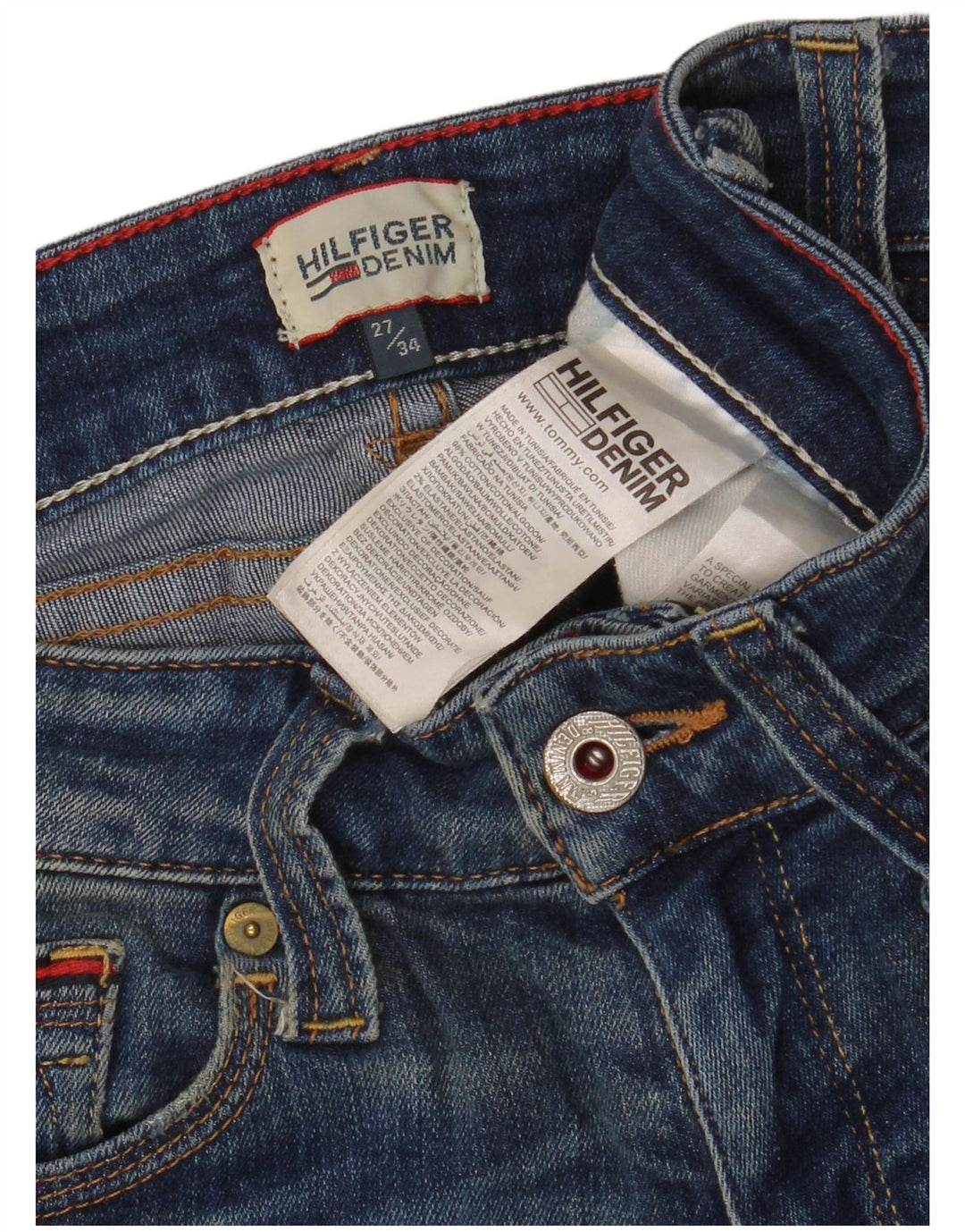 Женские узкие джинсы Tommy Hilfiger W27 L30 синие, хлопок