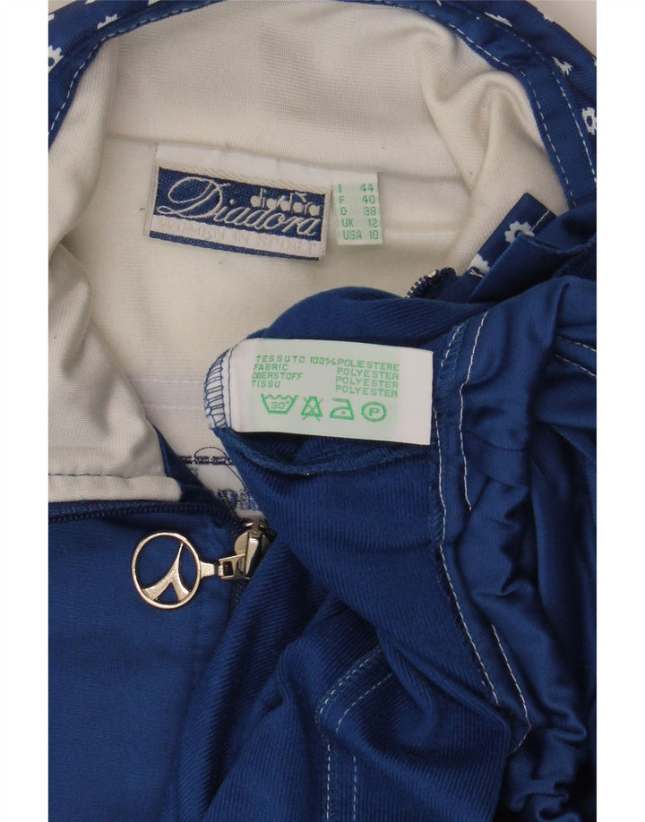 DIADORA Женский спортивный костюм оверсайз, верхняя куртка UK 12, средний синий с цветочным принтом