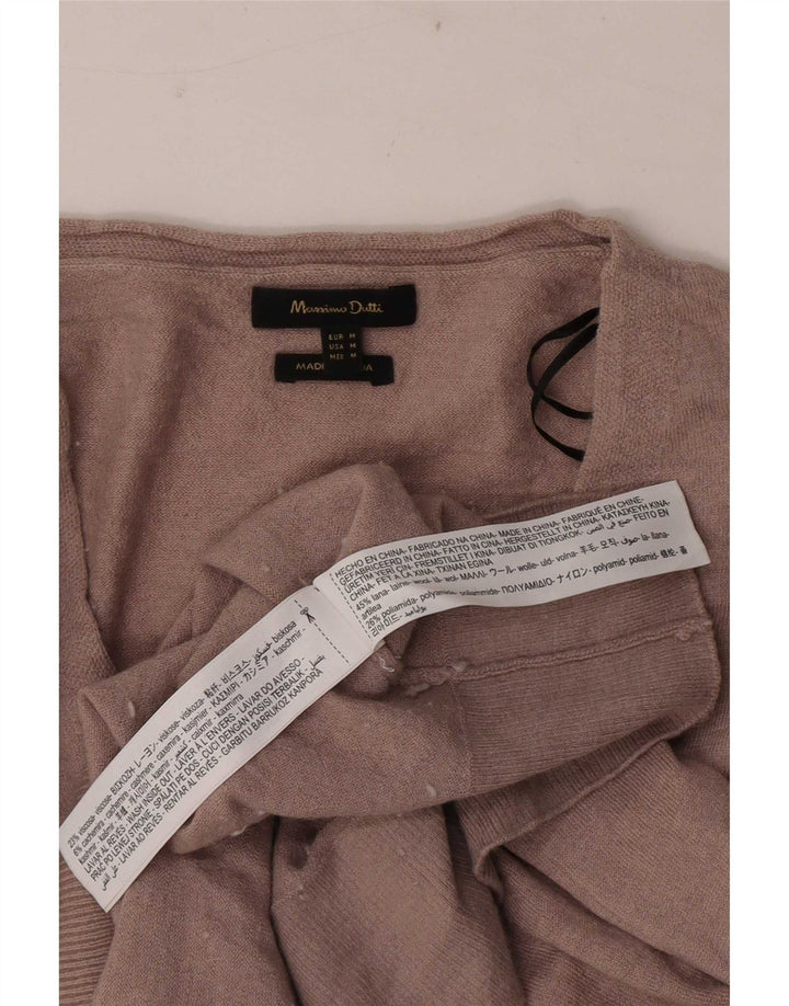 Мужской джемпер с v-образным вырезом Massimo Dutti, средний коричневый шерстяной свитер