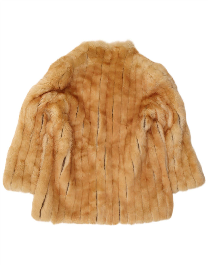 Винтажное женское пальто из искусственного меха UK 14, средний бежевый классический цвет