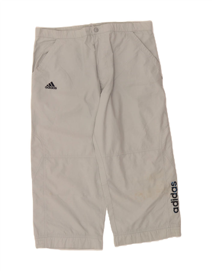 ADIDAS Mens Graphic Straight Capri Trousers W34 L20 Grey Polyester Vintage Adidas and Second-Hand Adidas from Messina Hembry 