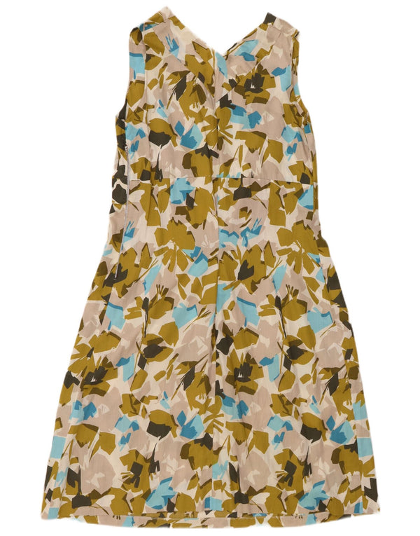 VINTAGE Womens Abstract Pattern Sleeveless A-Line Dress UK 12 Medium Green