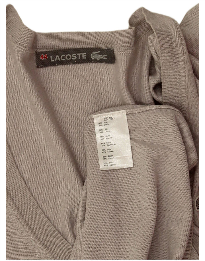 Женский джемпер с v-образным вырезом Lacoste, размер 44, большой, серый шелк