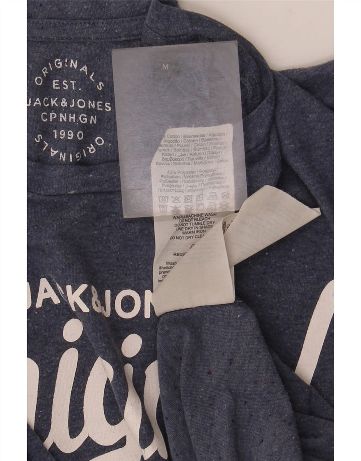 Мужская футболка с рисунком Jack & Jones, темно-синий, хлопковый топ среднего размера