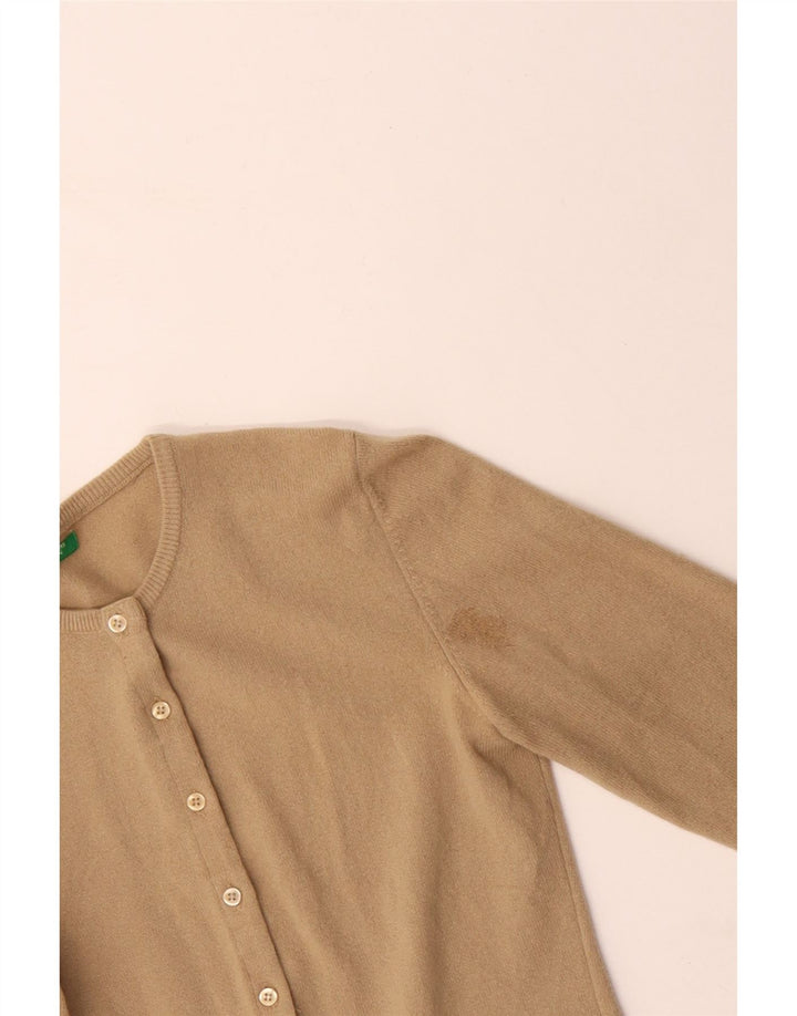 Женский кардиган BENETTON UK 10, маленький бежевый из натуральной шерсти