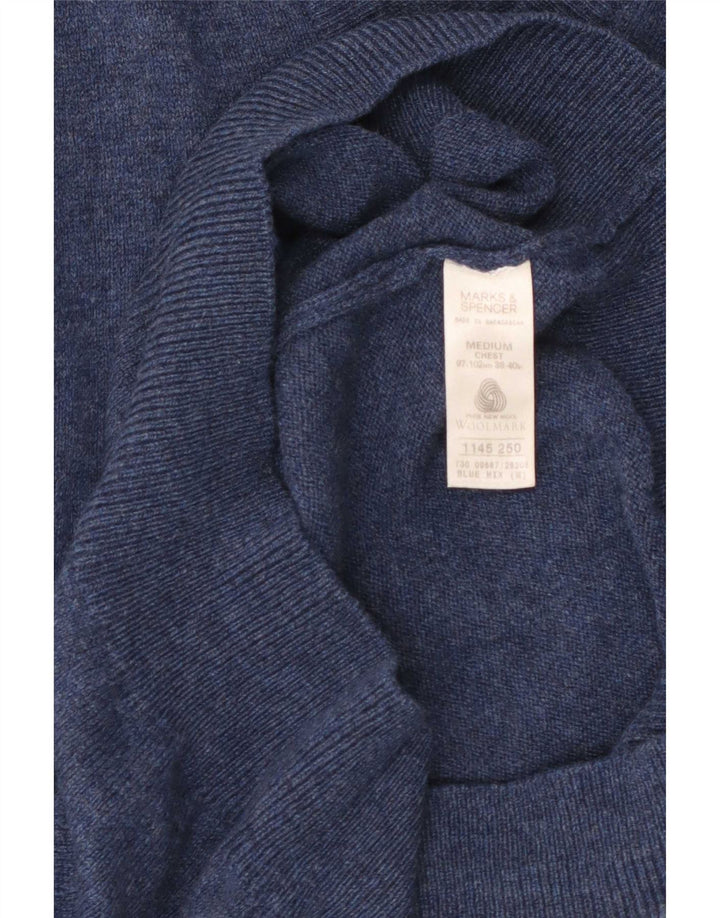 Мужская майка-майка Marks & Spencer из овечьей шерсти среднего синего цвета с крапинками