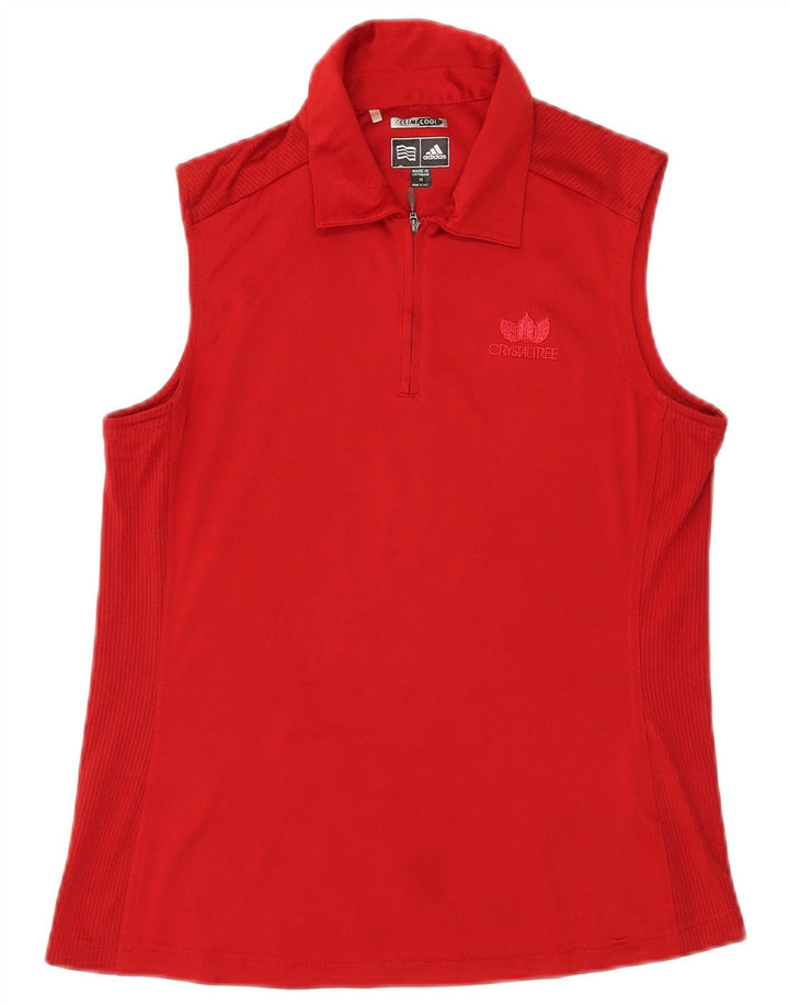 Женская рубашка поло без рукавов Adidas Climacool UK 12, средний красный полиэстер