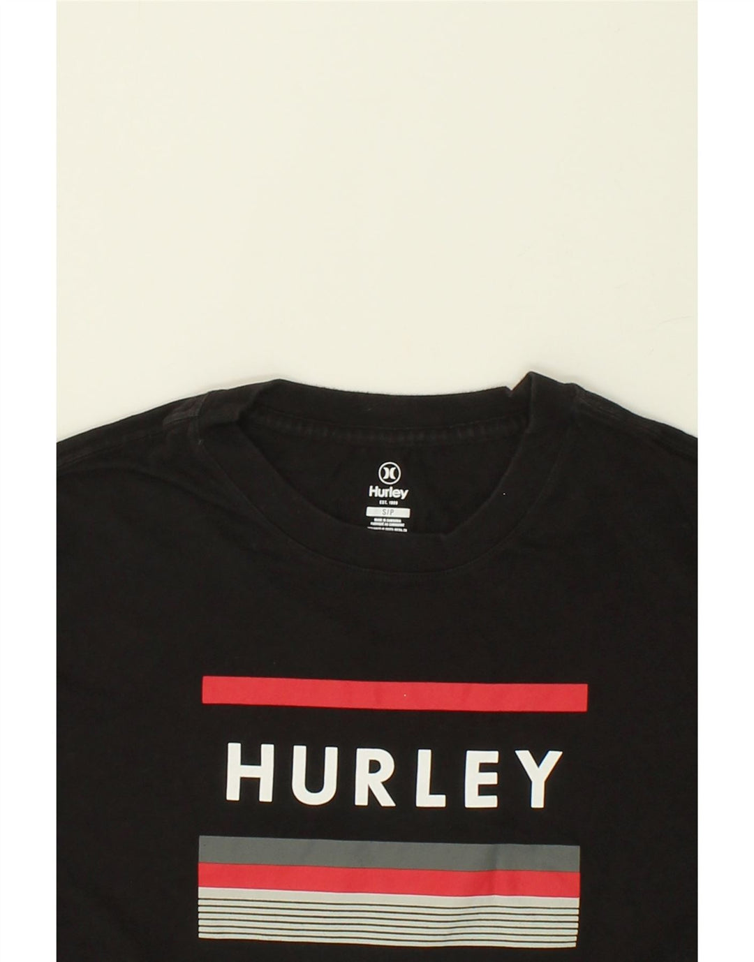 HURLEY Mens Graphic T-Shirt Top Small Black Cotton Vintage Hurley and Second-Hand Hurley from Messina Hembry 