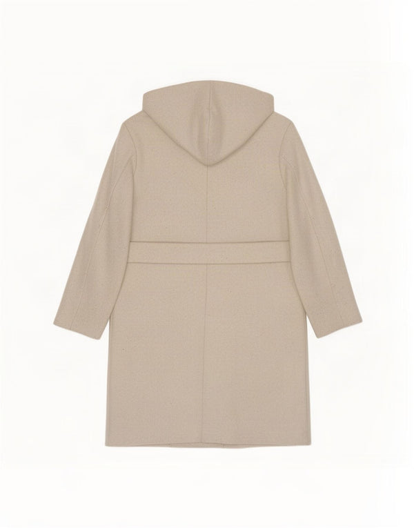Женское двубортное пальто оверсайз с капюшоном Zara UK 10, маленькое бежевое