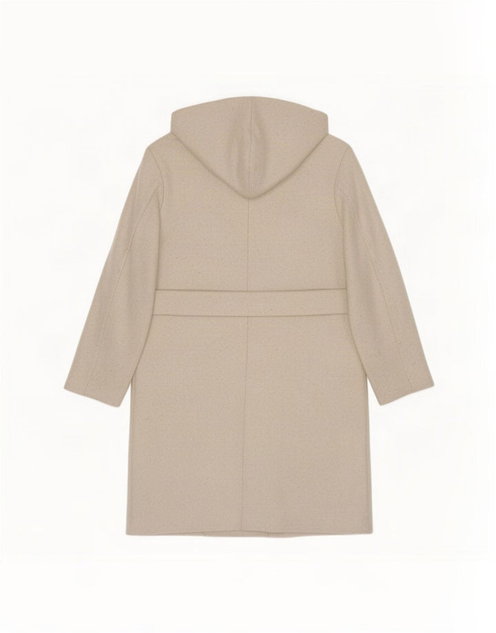Женское двубортное пальто оверсайз с капюшоном Zara UK 10, маленькое бежевое