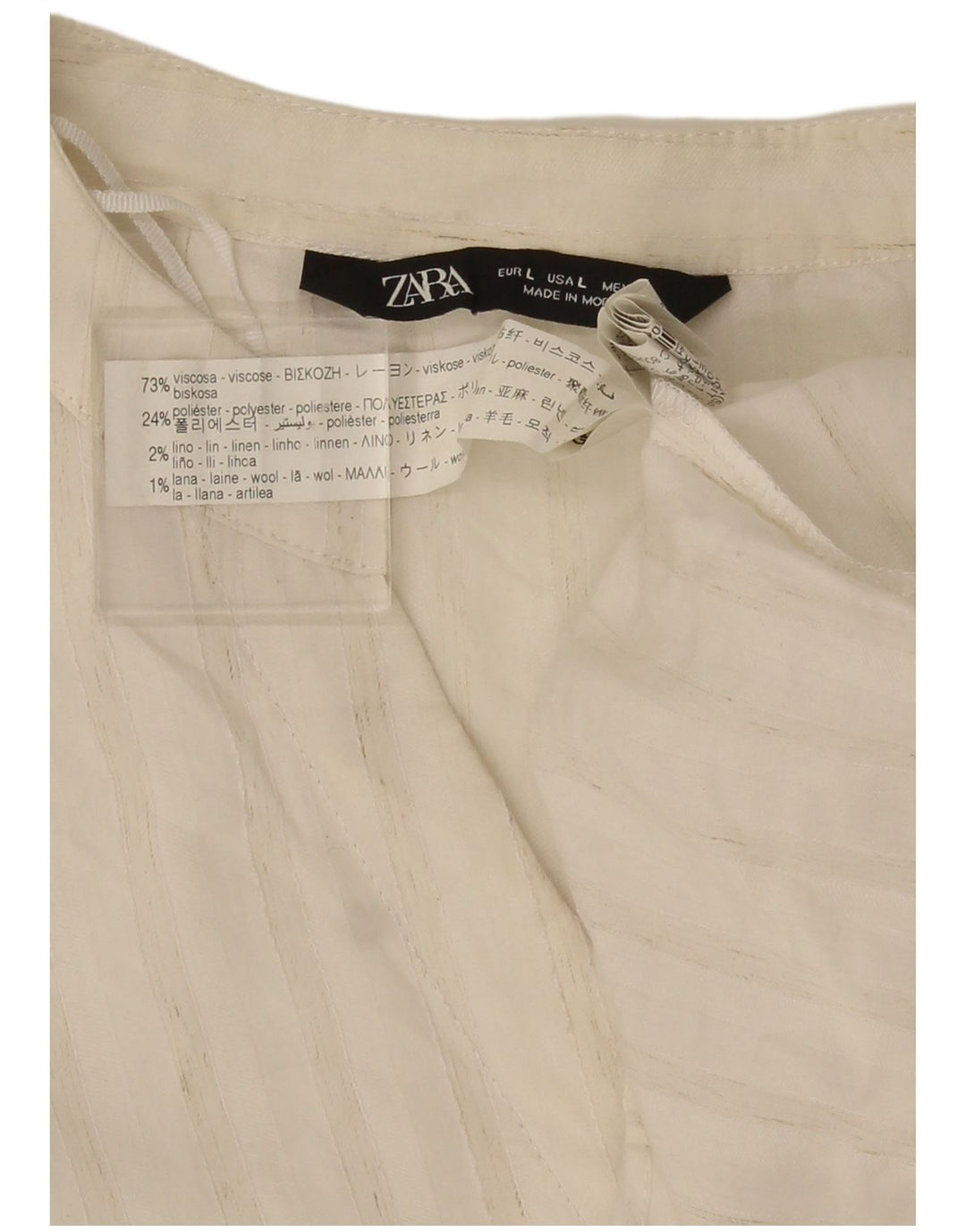 Женская блузка оверсайз с рукавом 3/4 Zara UK 16, большая белая полоска