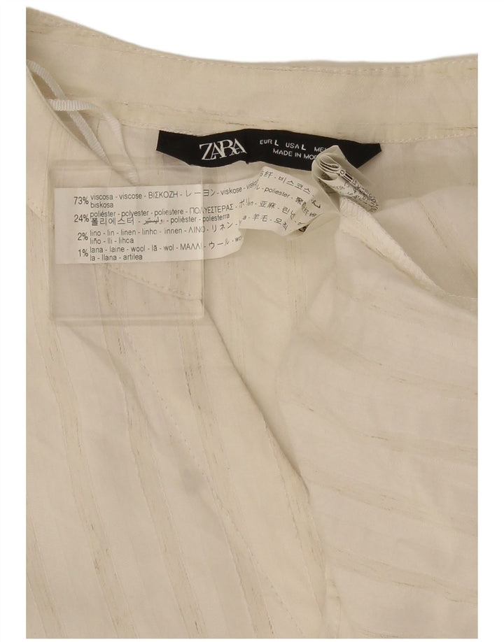 Женская блузка оверсайз с рукавом 3/4 Zara UK 16, большая белая полоска