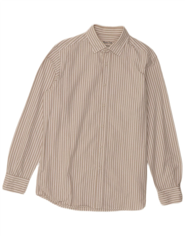 Мужская рубашка Massimo Dutti, большая белая хлопковая полоска
