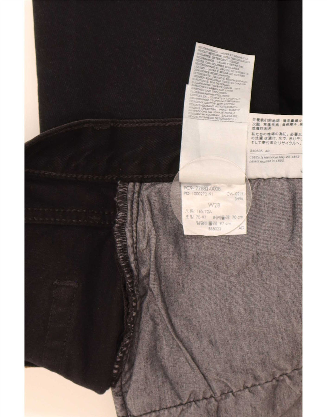 Женская джинсовая юбка Levi's W28, хлопковая, среднего размера, черная