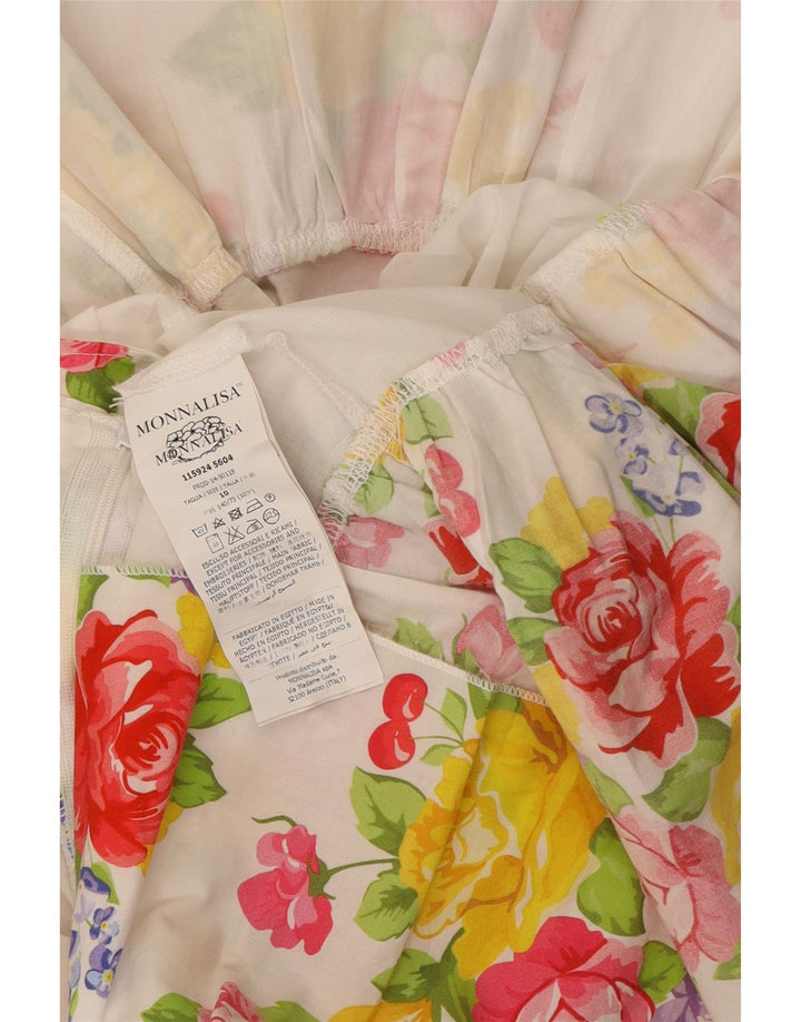 MONNALISA Womens Tiered Skirt UK 10 Small W26  White Floral Cotton Vintage Monnalisa and Second-Hand Monnalisa from Messina Hembry 