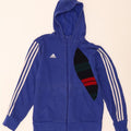 Мужской свитер с капюшоном на молнии Adidas среднего синего цвета, хлопок с цветными блоками