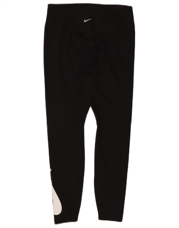 Женские леггинсы с рисунком Nike Dri Fit UK 14, большой черный полиэстер