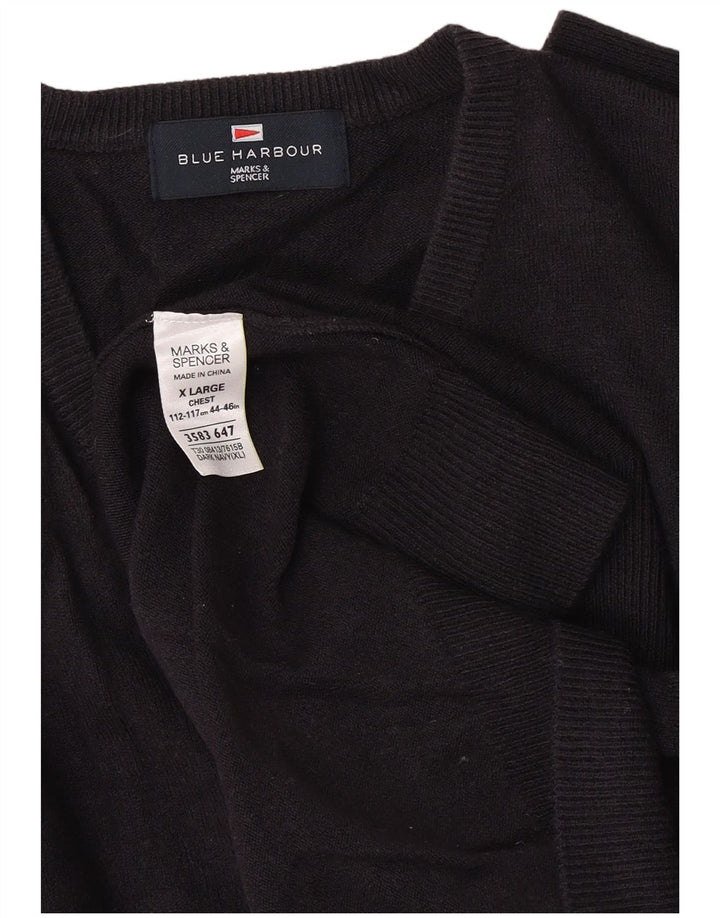 Мужской свитер Marks & Spencer Blue Harbour с v-образным вырезом XL, темно-синий