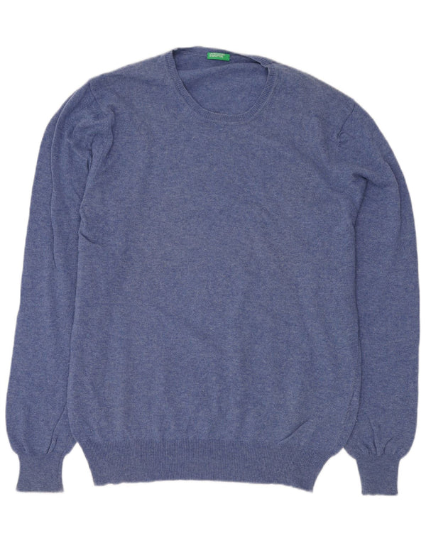 Мужской джемпер с круглым вырезом BENETTON XL, синий, шерсть