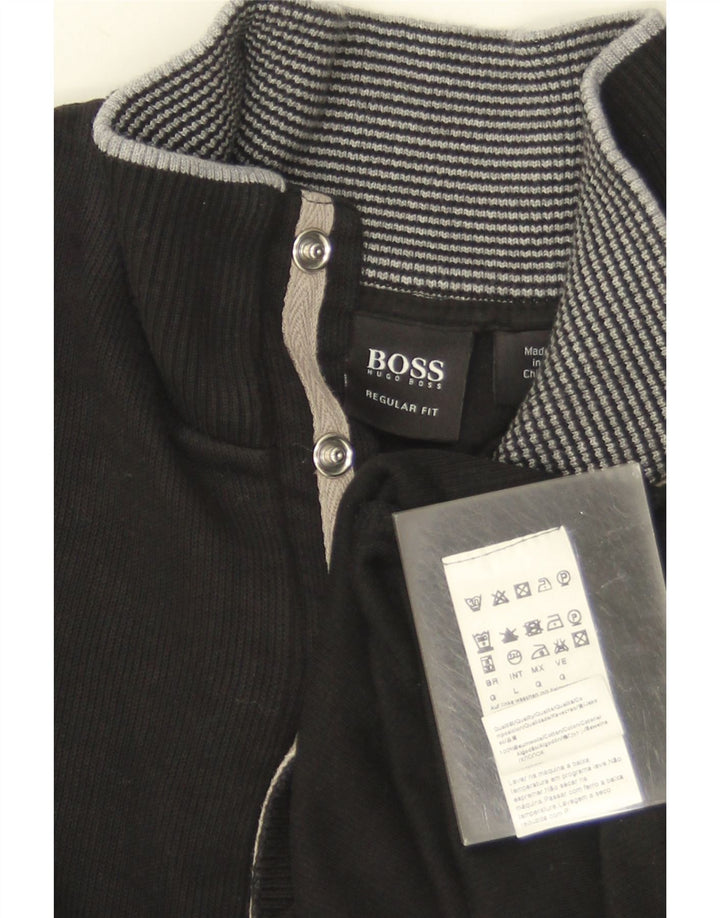 Мужской джемпер с воротником на молнии обычного кроя Hugo Boss, большой черный в полоску