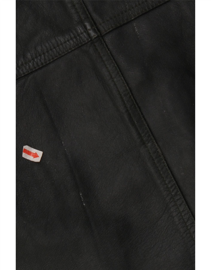 VINTAGE Мужской кожаный жилет IT 56 2XL Кожа цвета хаки