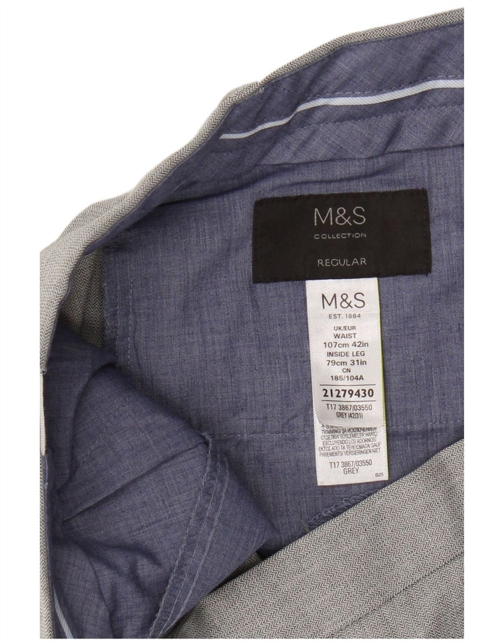 Мужские брюки стандартного костюма Marks & Spencer W42 L31 серые из полиэстера