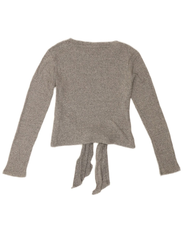 Женский укороченный свитер с вырезом лодочкой ZARA UK 14, большой серый вискоза