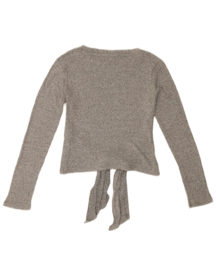 Женский укороченный свитер с вырезом лодочкой ZARA UK 14, большой серый вискоза