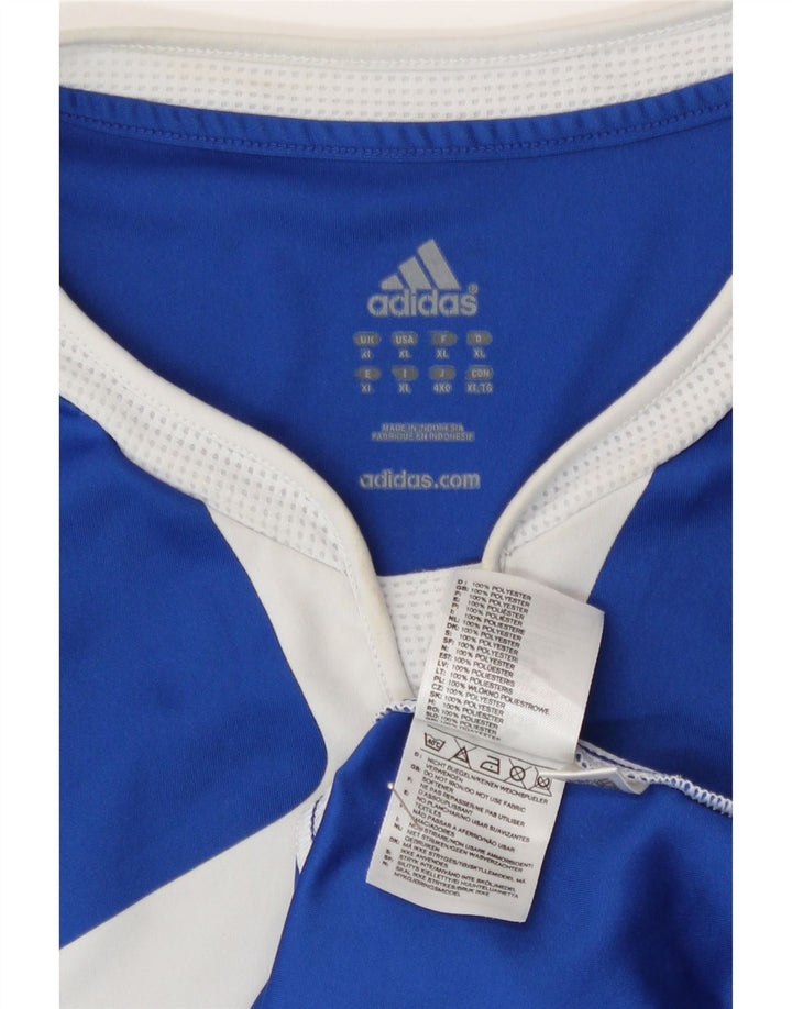 Adidas Мужская футболка с рисунком Top XL Синяя полиэстер с цветными блоками