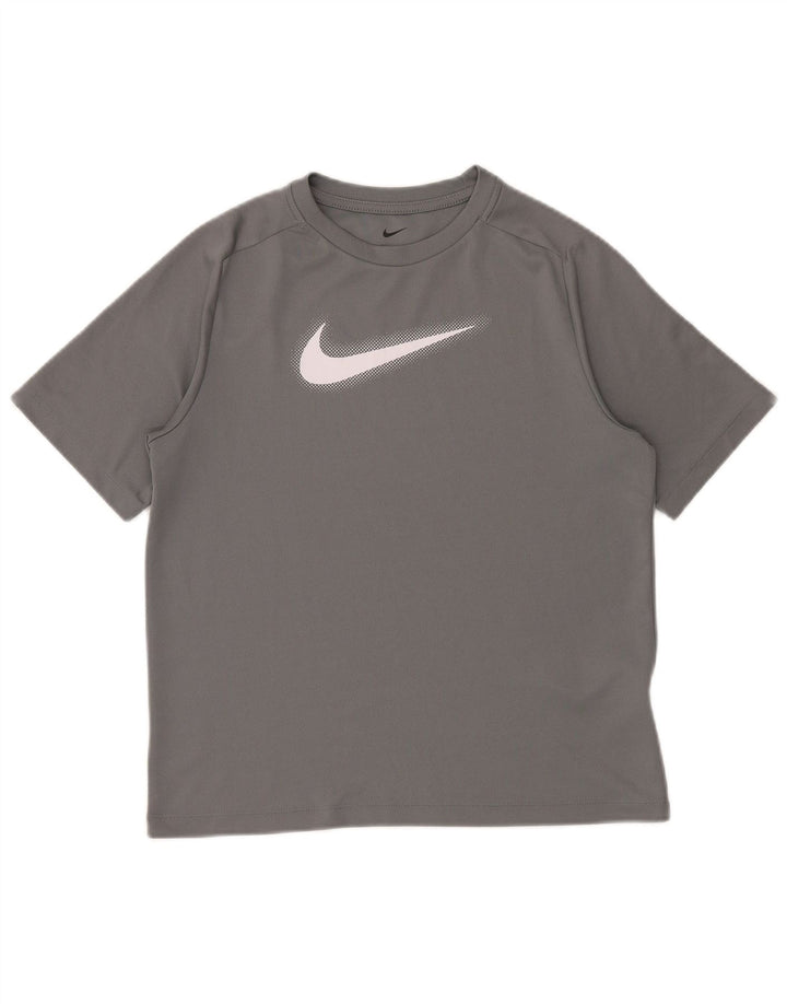 Футболка NIKE с рисунком Dri Fit для мальчиков, топ 13–14 лет, XL, серый полиэстер
