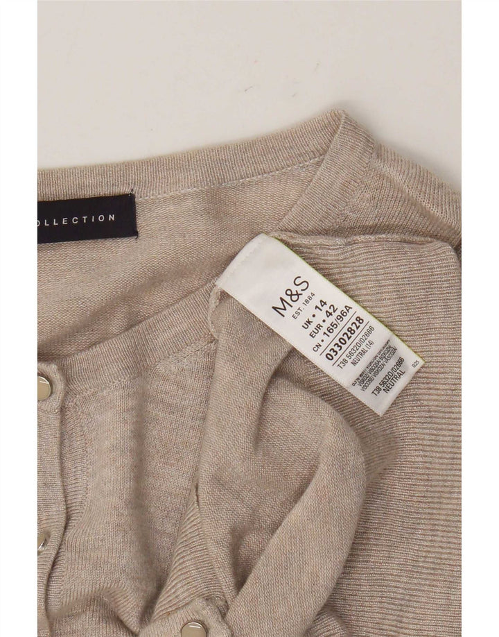 Женский кардиган Marks & Spencer UK 14, средний бежевый, вискоза с крапинками