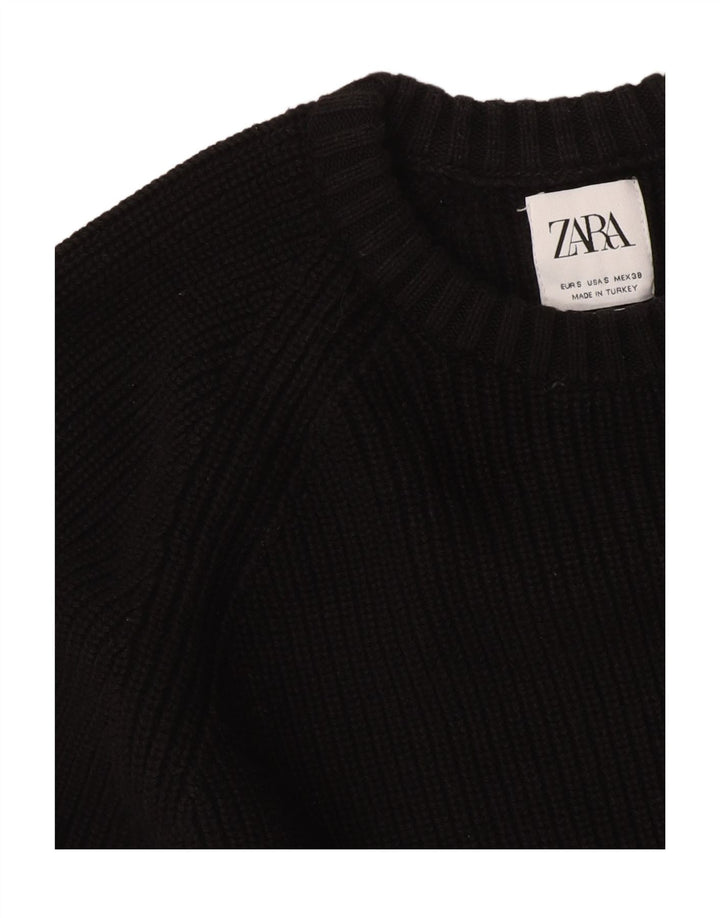 Женский свободный джемпер с круглым вырезом Zara UK 10, маленький черный цвет