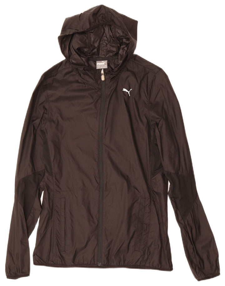 PUMA Womens Hooded Rain Jacket UK 10 Small Black Nylon