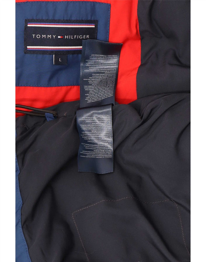 Мужская утепленная куртка с капюшоном Tommy Hilfiger UK 40, большая синяя полиэстер