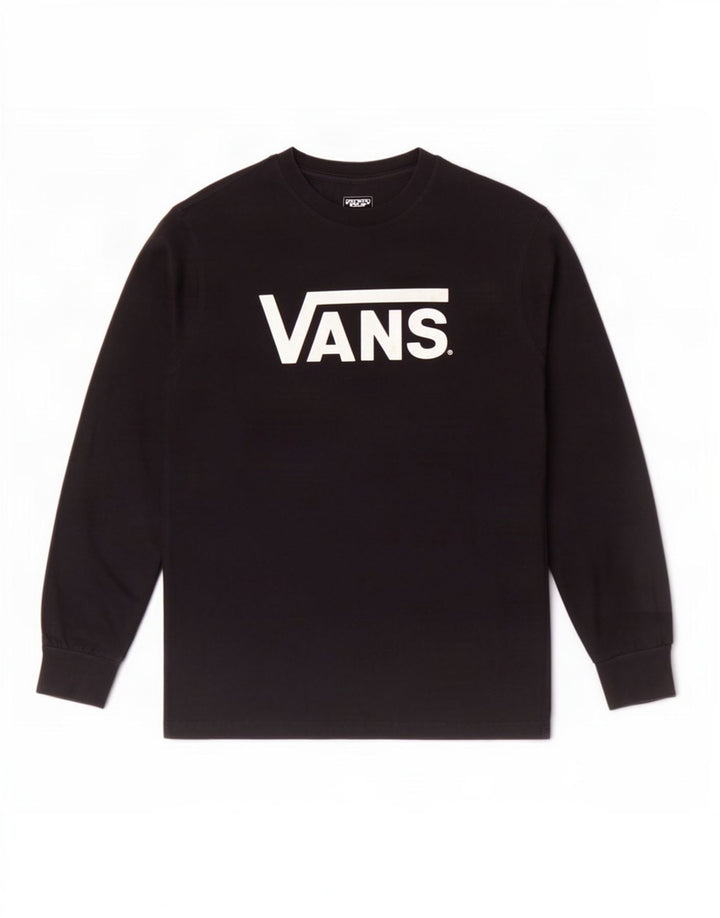 Мужской топ с рисунком классического кроя Vans с длинными рукавами, средний черный хлопок