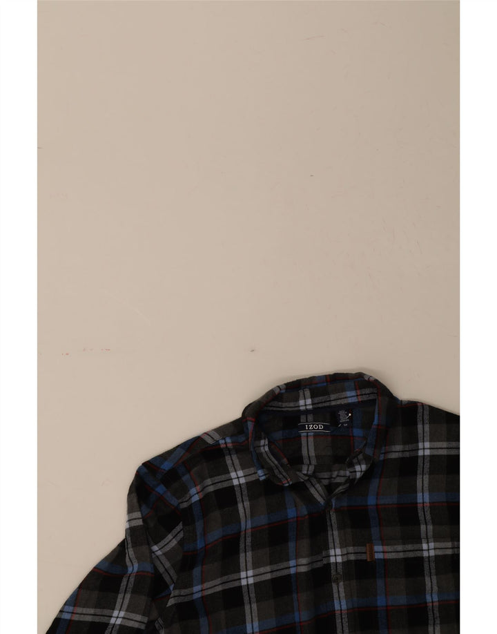 IZOD Mens Flannel Shirt Small Grey Check Cotton Vintage Izod and Second-Hand Izod from Messina Hembry 